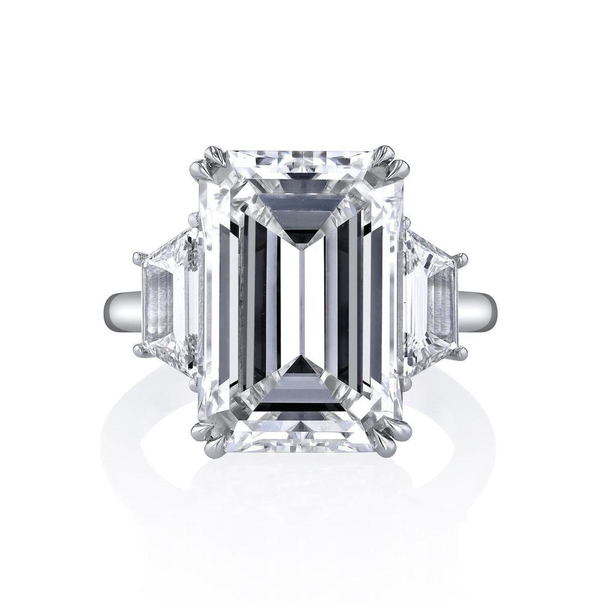 Manfredi Jewels Engagement - Emerald Cut 9.26 ct Platinum Three Stone Diamond Engagement Ring (Pre-Order) | Manfredi Jewels