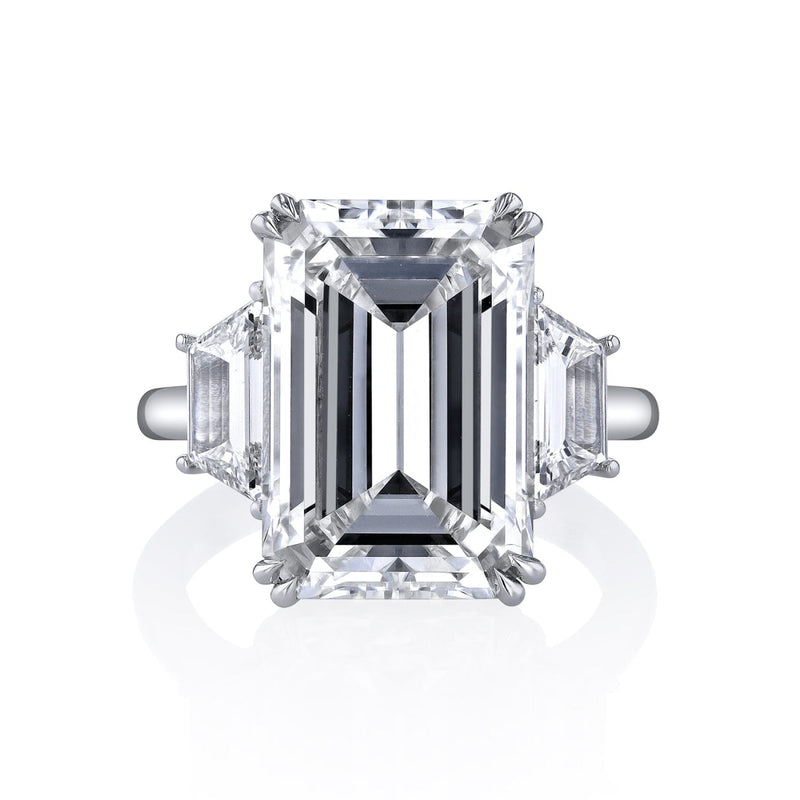 Manfredi Jewels Engagement - Emerald Cut 9.26 ct Platinum Three Stone Diamond Engagement Ring (Pre-Order) | Manfredi Jewels