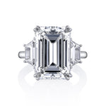 Manfredi Jewels Engagement - Emerald Cut 9.26 ct Platinum Three Stone Diamond Ring