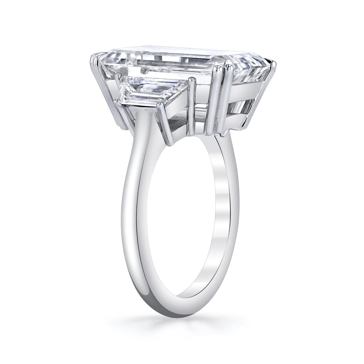 Manfredi Jewels Engagement - Emerald Cut 9.26 ct Platinum Three Stone Diamond Engagement Ring (Pre-Order) | Manfredi Jewels