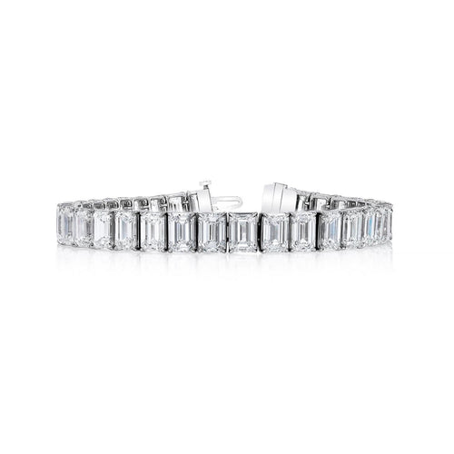 Manfredi Jewels Jewelry - Emerald Cut Platinum 18.81ct Diamond Tennis Bracelet | Manfredi Jewels