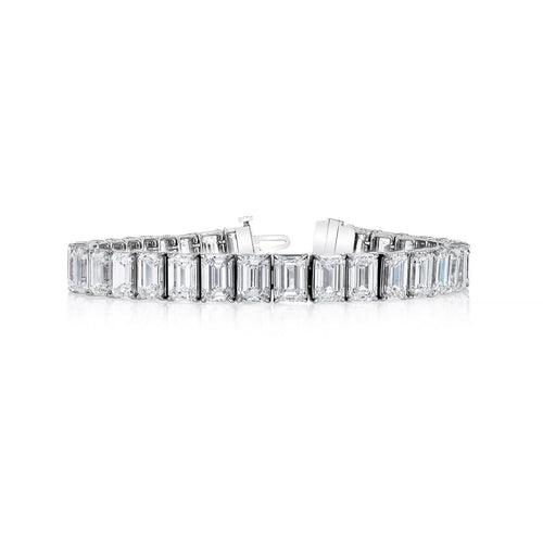 Manfredi Jewels Jewelry - Emerald Cut Platinum 22.88ct Diamond Tennis Bracelet