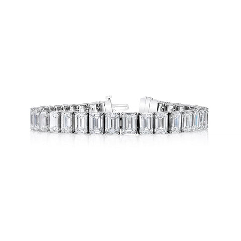 Emerald Cut Platinum 22.88ct Diamond Tennis Bracelet