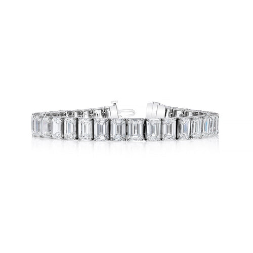Manfredi Jewels Jewelry - Emerald Cut Platinum 34.78ct Diamond Tennis Bracelet | Manfredi Jewels
