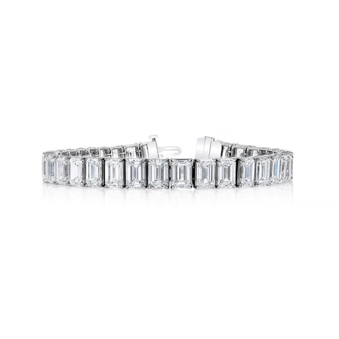 Emerald Cut Platinum 28.25ct Diamond Tennis Bracelet