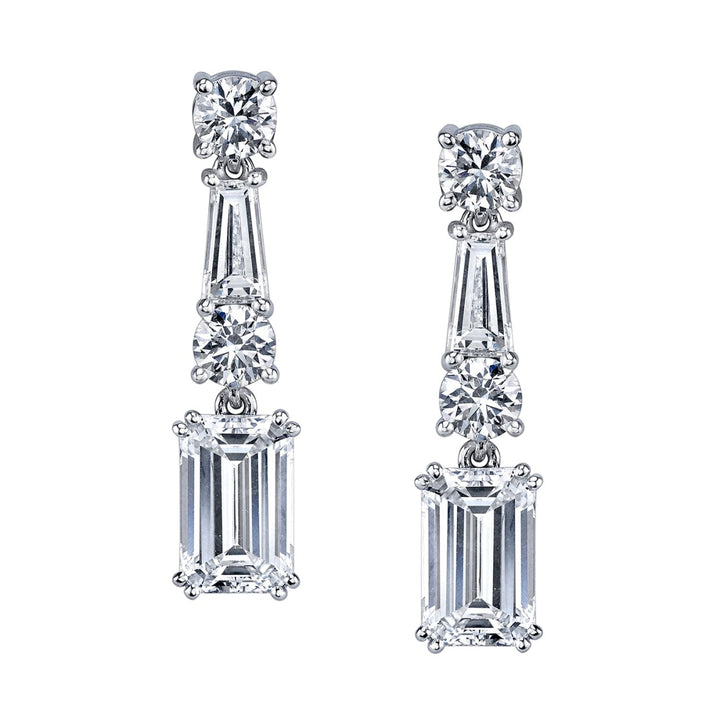 Manfredi Jewels Jewelry - Emerald Cut Platinum 9.89 ctw Diamond Drop Earrings (Pre-Order) | Manfredi Jewels