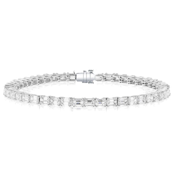 Manfredi Jewels Jewelry - Emerald Cut Platinum 8.37ct Diamond Tennis Bracelet | Manfredi Jewels