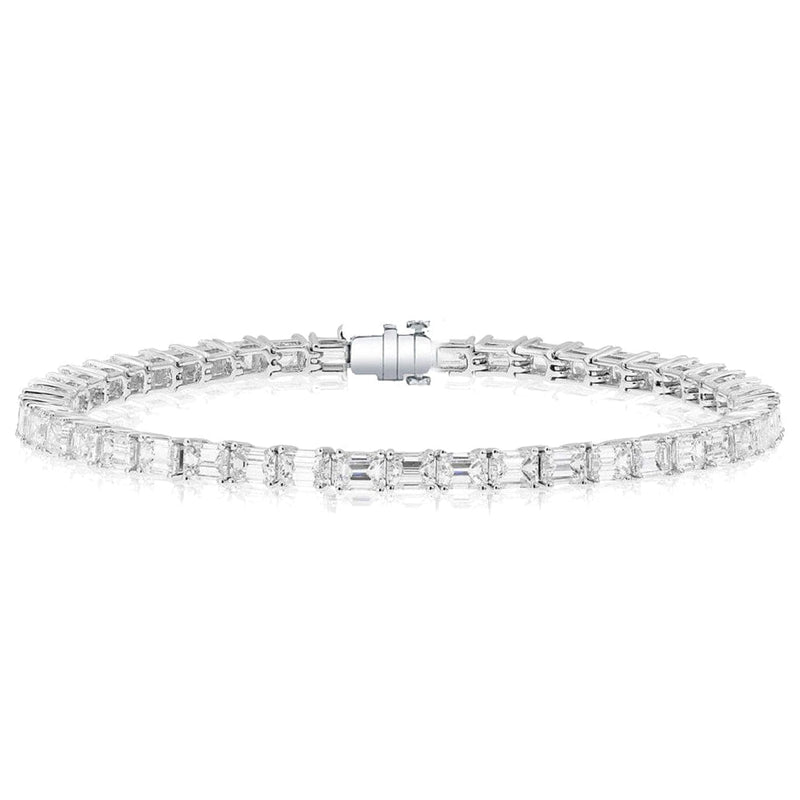 Manfredi Jewels Jewelry - Emerald Diamond 18K White Gold 9.87Ct Tennis Bracelet
