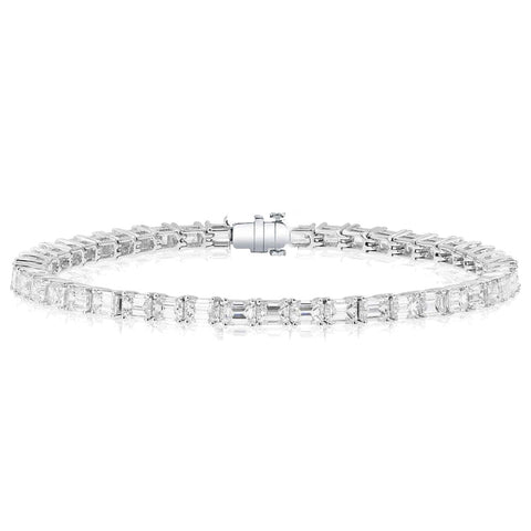 Emerald Diamond 18K White Gold 9.87Ct Tennis Bracelet