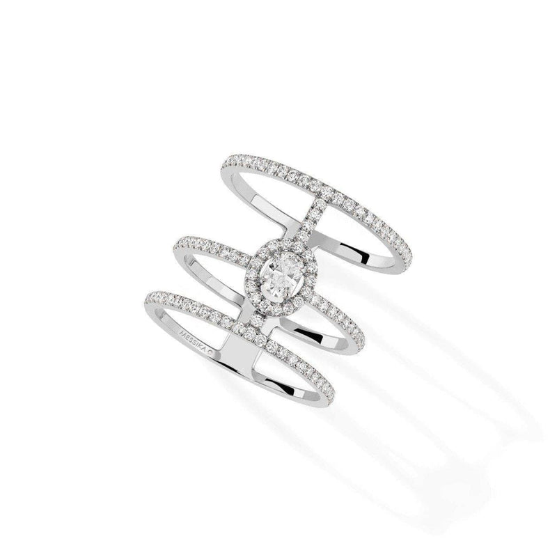 Manfredi Jewels - Glam’Azone 3 Rows Pavé Ring White Gold