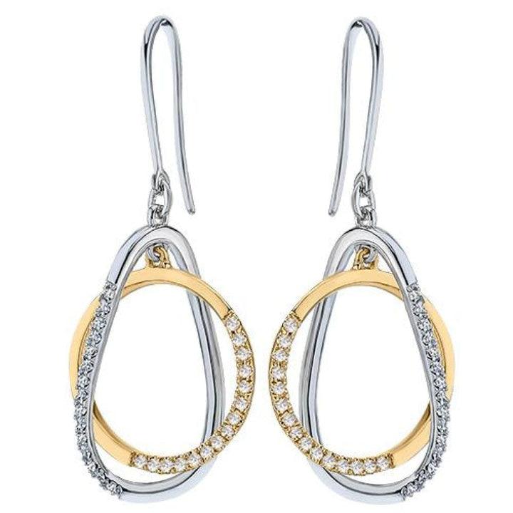 Manfredi Jewels Jewelry - Intertwined Open Circle 14Kt Yellow & White Gold 0.33Ct Diamond Drop Earrings | Manfredi Jewels