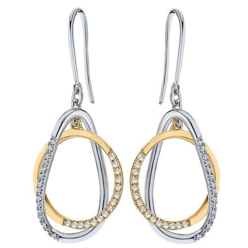 Manfredi Jewels Jewelry - Intertwined Open Circle 14Kt Yellow & White Gold 0.33Ct Diamond Drop Earrings