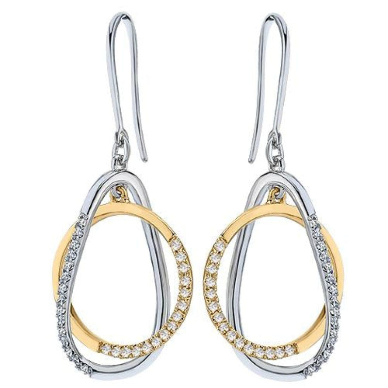 Manfredi Jewels Jewelry - Intertwined Open Circle 14Kt Yellow & White Gold 0.33Ct Diamond Drop Earrings