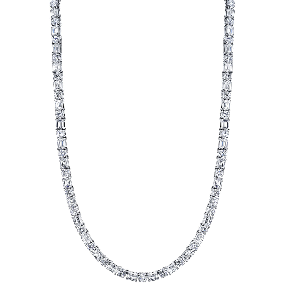Manfredi Jewels - Emerald Cut Platinum 14.57ct Diamond Necklace | Manfredi Jewels