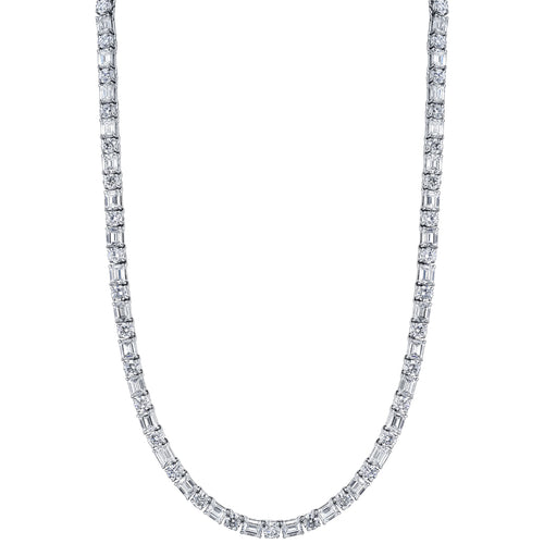 Manfredi Jewels - Emerald Cut Platinum 14.57ct Diamond Necklace | Manfredi Jewels