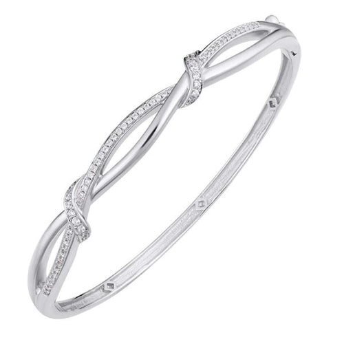 Manfredi Jewels Jewelry - Modern Twist 14K White Gold Diamond Bangle Bracelet