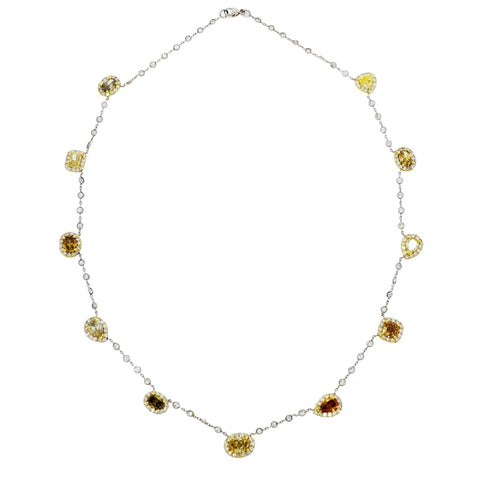 Multi-Color 9.10 ct Diamond Drop Necklace