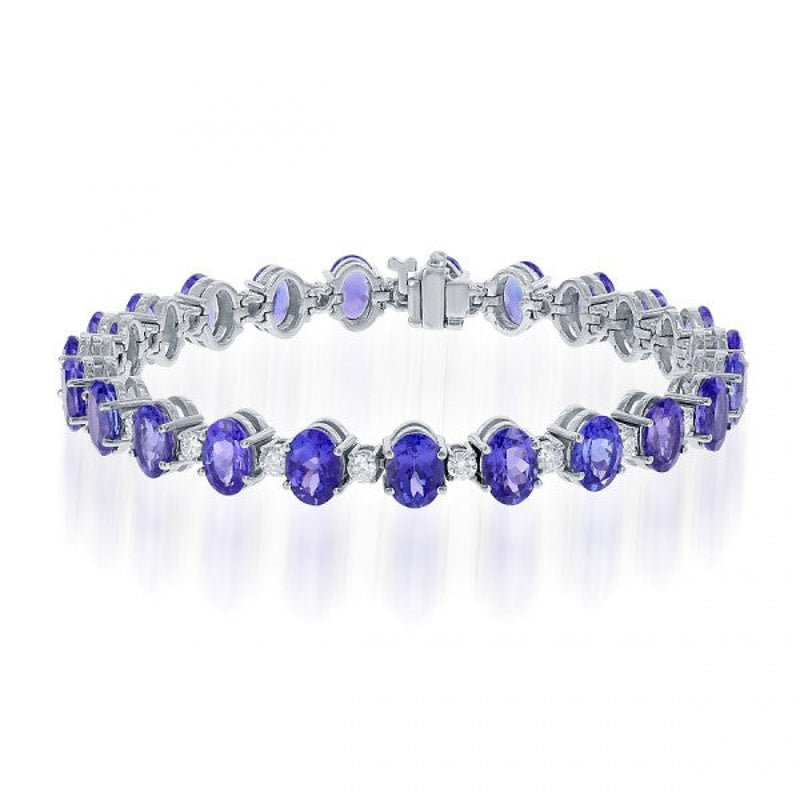 Manfredi Jewels Jewelry - Oval Cut 13.50ct 14K White Gold Tanzanite & Diamond Bracelet