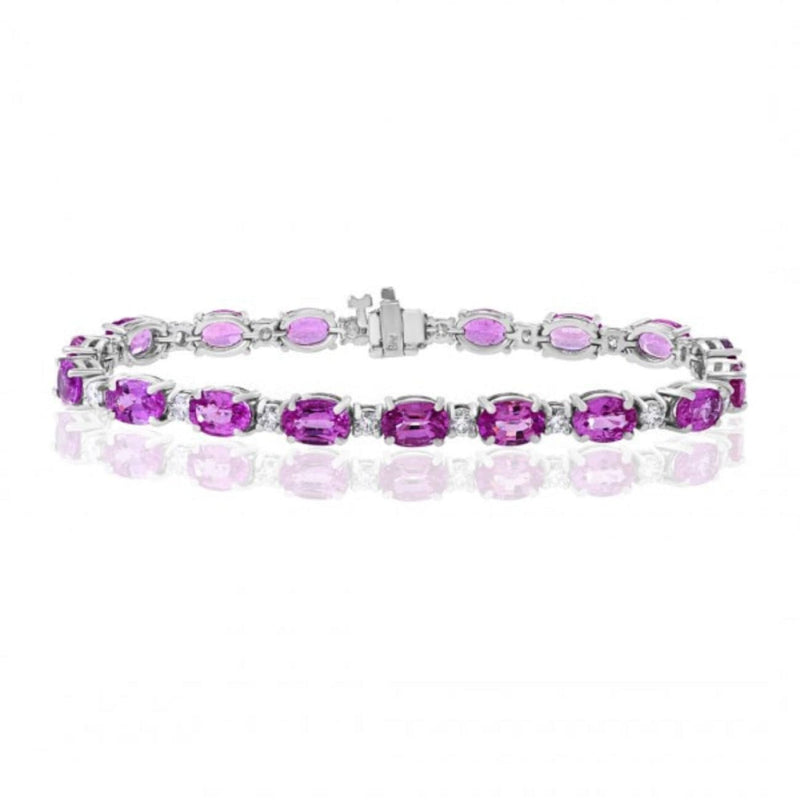 Manfredi Jewels Jewelry - Oval Cut 16.48ct 14K White Gold Sapphire & Diamond Bracelet | Manfredi Jewels