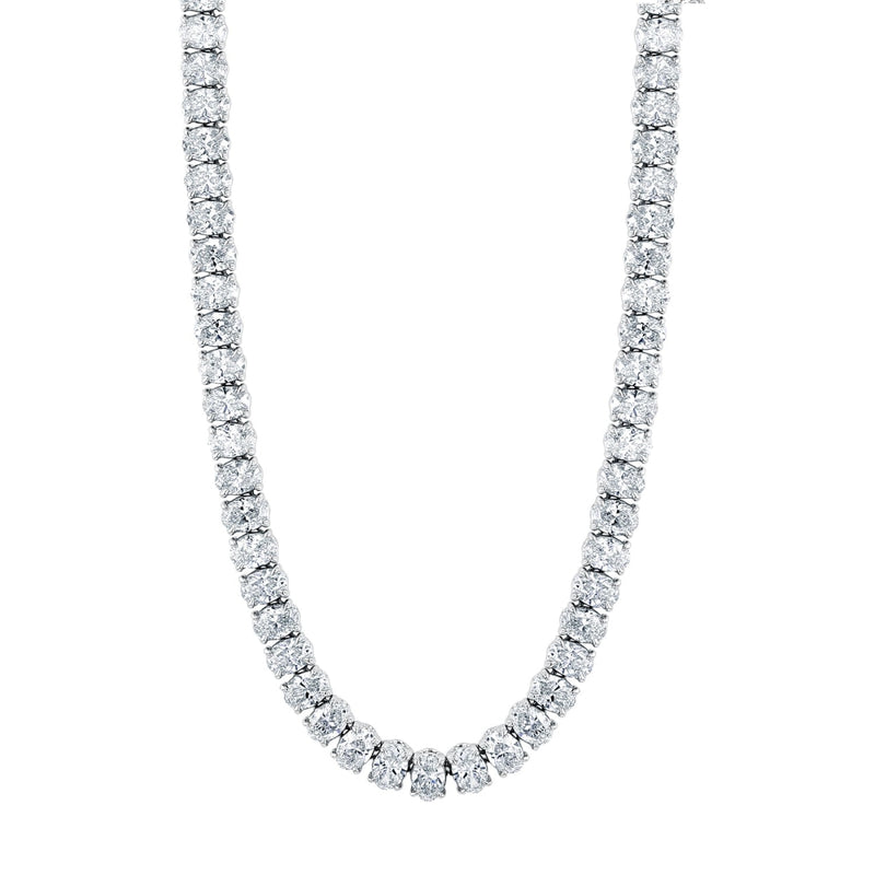 Manfredi Jewels Jewelry - Oval Cut 18K White Gold 21.77ct Diamond Tennis Necklace | Manfredi Jewels