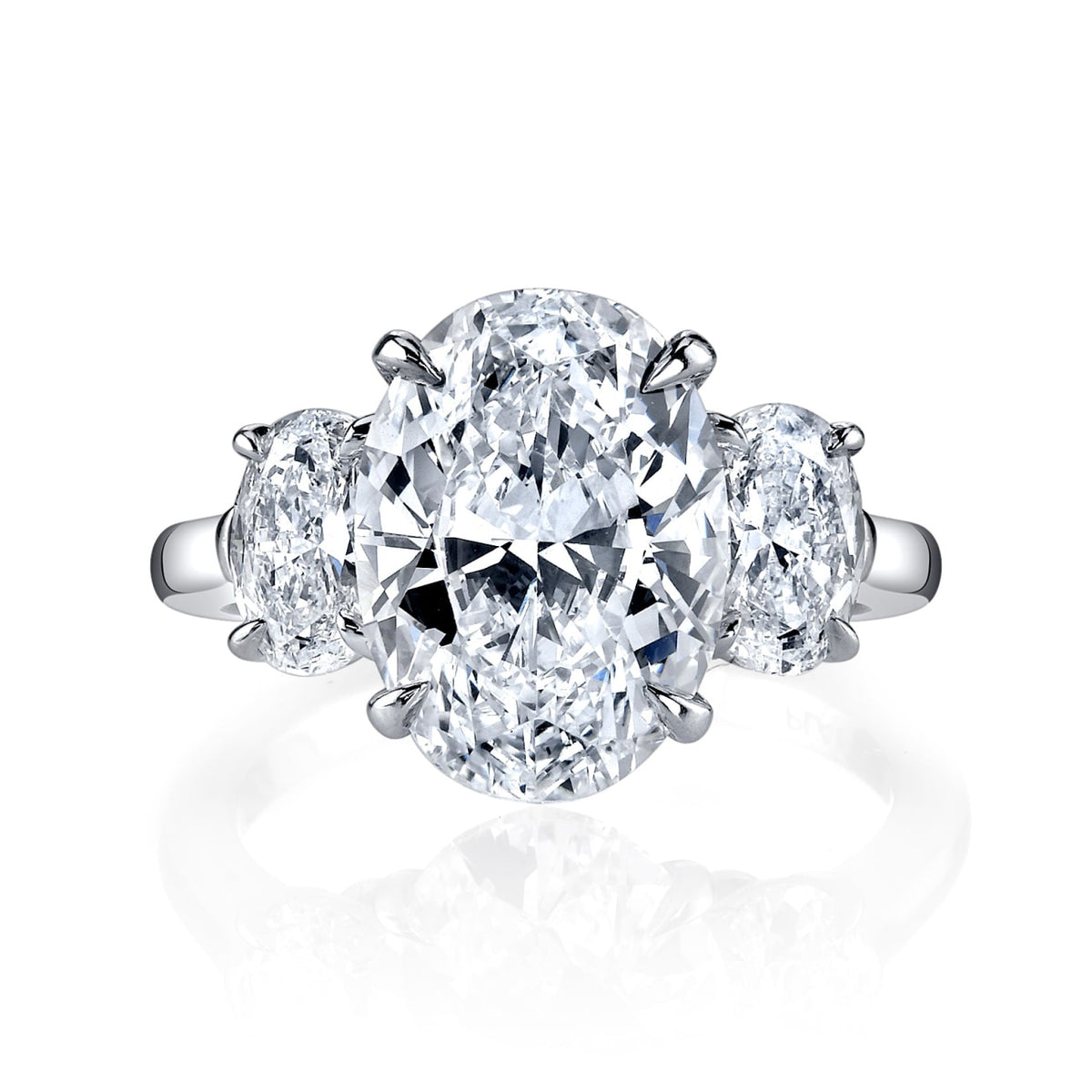 Manfredi Jewels Engagement - Oval Cut 3.02 ct Platinum Three Stone Diamond Ring | Manfredi Jewels