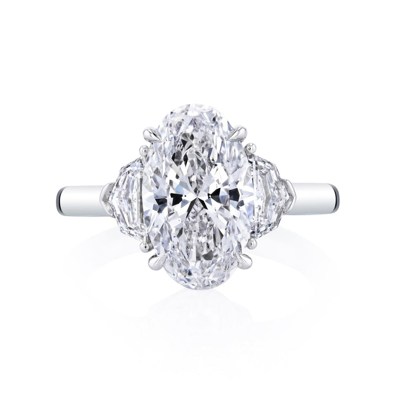 Manfredi Jewels Engagement - Oval Cut 3.47 ct Platinum Three Stone Diamond Engagement Ring (Pre-Order) | Manfredi Jewels