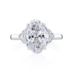 Manfredi Jewels Engagement - Oval Cut 3.47 ct Platinum Three Stone Diamond Ring