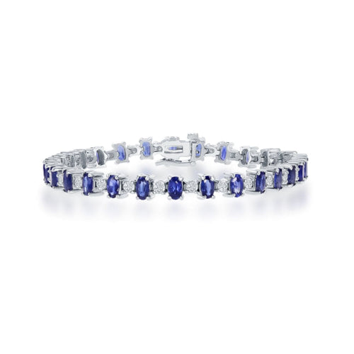 Manfredi Jewels Jewelry - Oval Cut 7.93ct 14K White Gold Sapphire & Diamond Bracelet