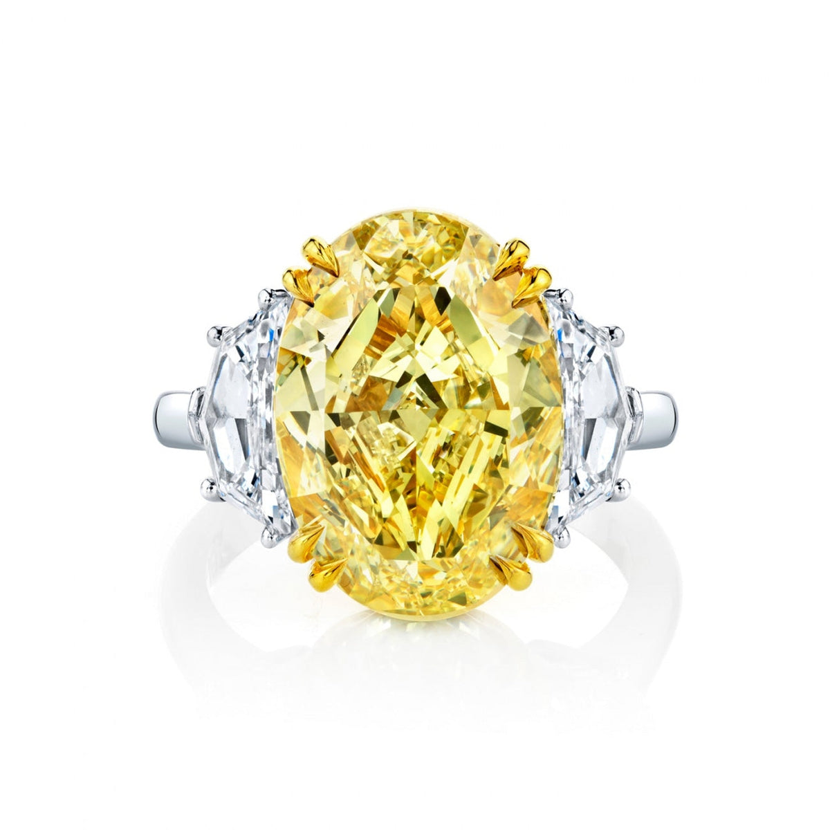 Manfredi Jewels Engagement - Oval Cut 8.06 ct 18K Yellow Gold & Platinum Yellow Diamond Engagement Ring (Pre-Order) | Manfredi Jewels