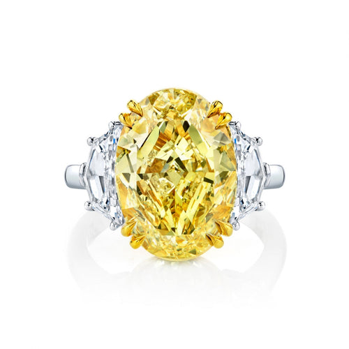Manfredi Jewels Engagement - Oval Cut 8.06 ct 18K Yellow Gold & Platinum Diamond Ring (Pre - Order)