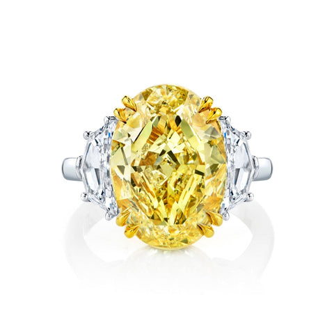 Oval Cut 8.06 ct 18K Yellow Gold & Platinum Yellow Diamond Engagement Ring (Pre-Order)