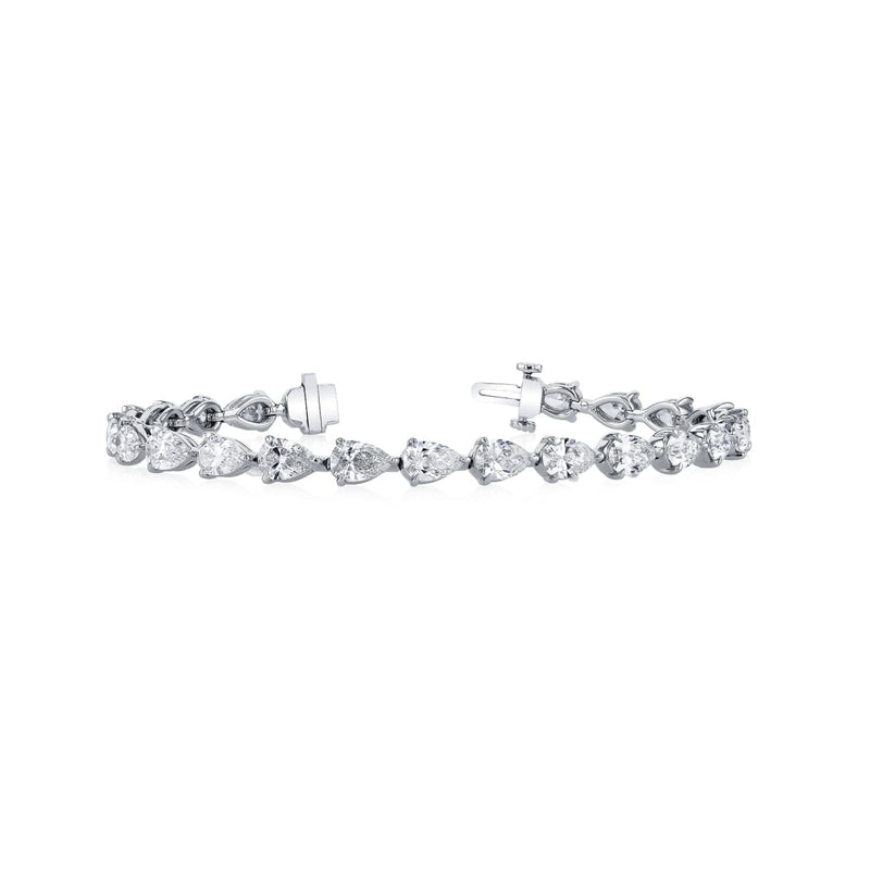 Manfredi Jewels Jewelry - Pear Cut 18K White Gold 12.52ct Diamond Tennis Bracelet | Manfredi Jewels