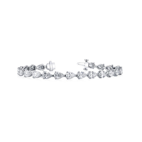 Manfredi Jewels Jewelry - Pear Cut 18K White Gold 12.52ct Diamond Tennis Bracelet