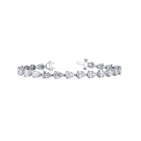 Pear Cut 18K White Gold 12.52ct Diamond Tennis Bracelet