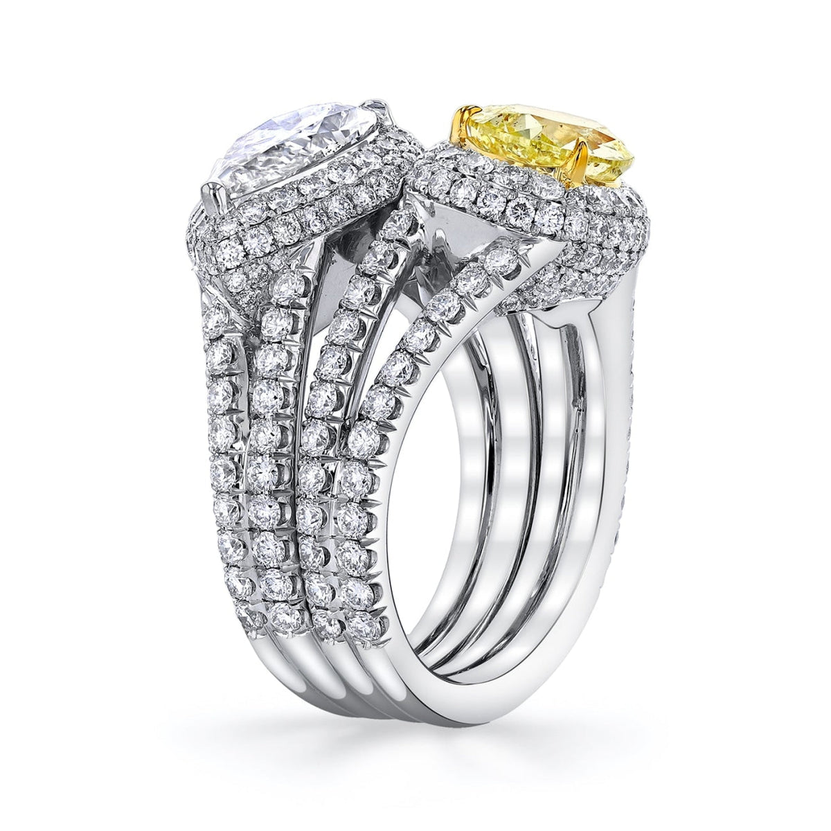 Manfredi Jewels Engagement - Pear Cut 6.46 ct Platinum Yellow and White Diamond Engagement Ring (Pre-Order) | Manfredi Jewels