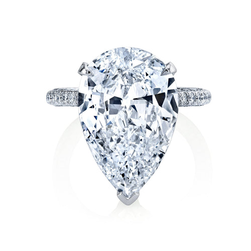 Manfredi Jewels Engagement - Pear Cut 6.47 ct Platinum Micro Pavè Diamond Ring