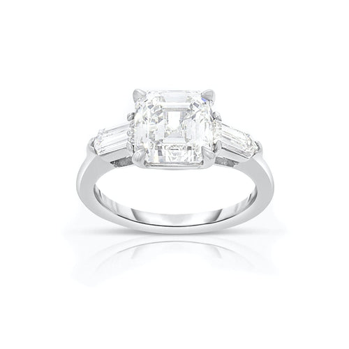 Manfredi Jewels Engagement - Platinum 3.24 ct Square Emerald Diamond Ring