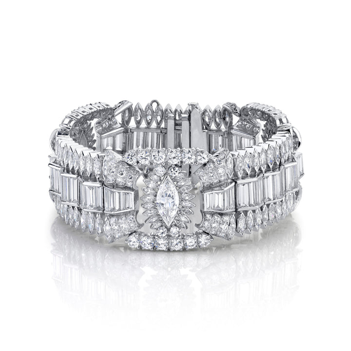 Manfredi Jewels Jewelry - Platinum 44.42ct Art Deco Inspired Diamond Bracelet | Manfredi Jewels