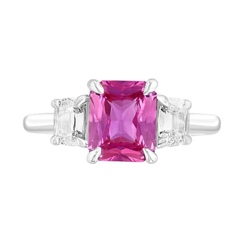 Manfredi Jewels Engagement - Platinum Cushion Pink Sapphire & Diamond Ring