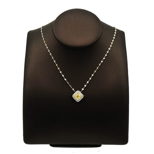 Manfredi Jewels Jewelry - Platinum Double Row Yellow Diamond Square Necklace