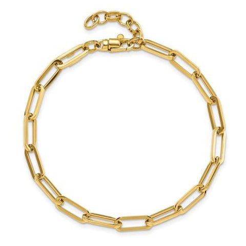 Polished Fancy Link With 1In Ext 14K Yellow Gold Bracelet