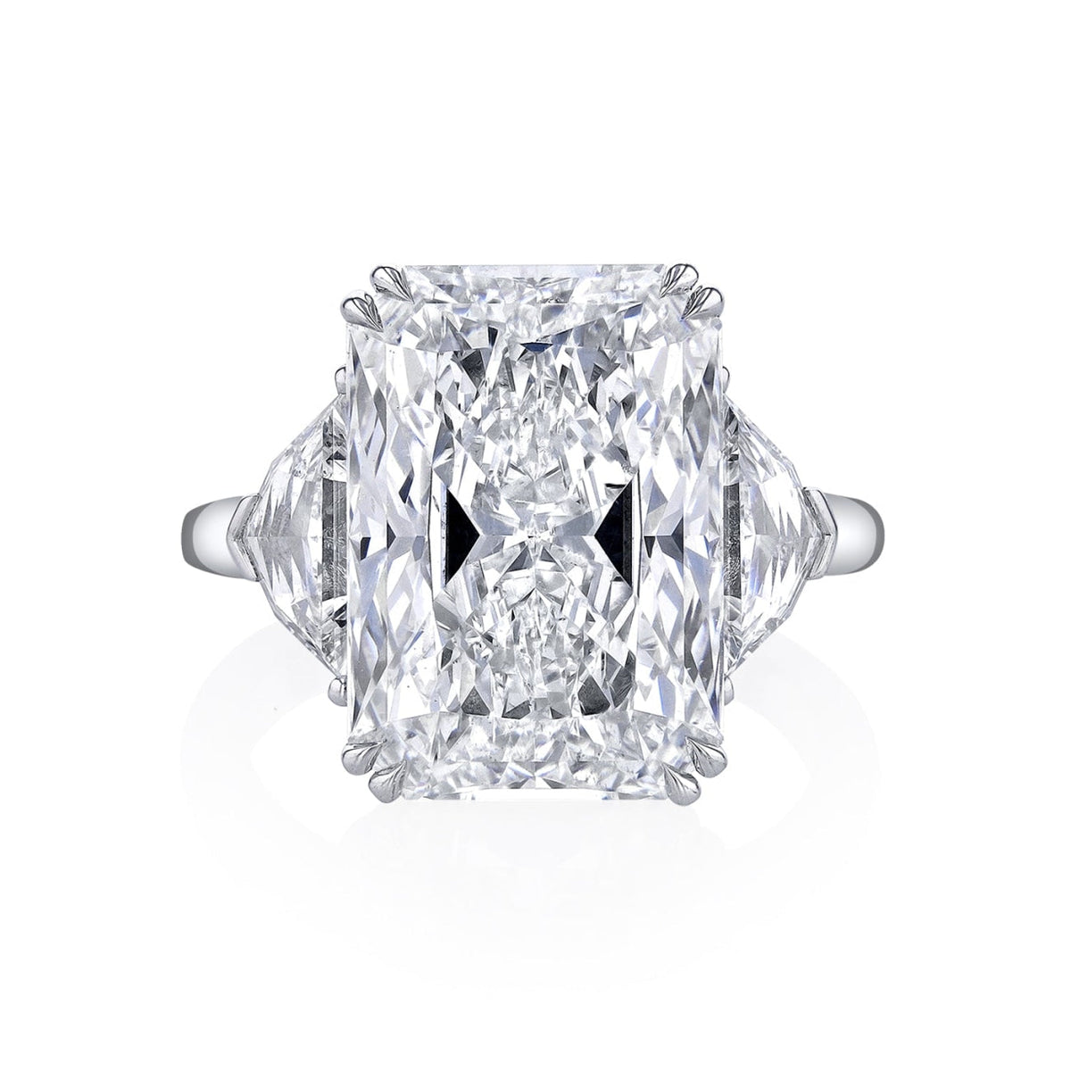 Manfredi Jewels Engagement - Radiant Cut 10.16 ct Platinum Three Stone Diamond Engagement Ring (Pre-Order) | Manfredi Jewels