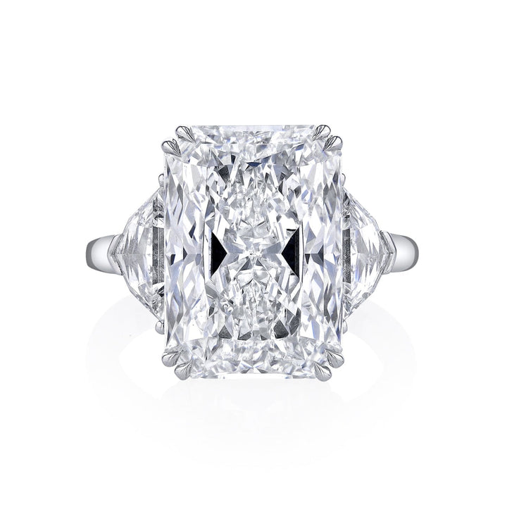 Manfredi Jewels Engagement - Radiant Cut 10.16 ct Platinum Three Stone Diamond Engagement Ring (Pre-Order) | Manfredi Jewels