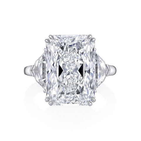 Radiant Cut 10.16 ct Platinum Three Stone Diamond Engagement Ring (Pre-Order)