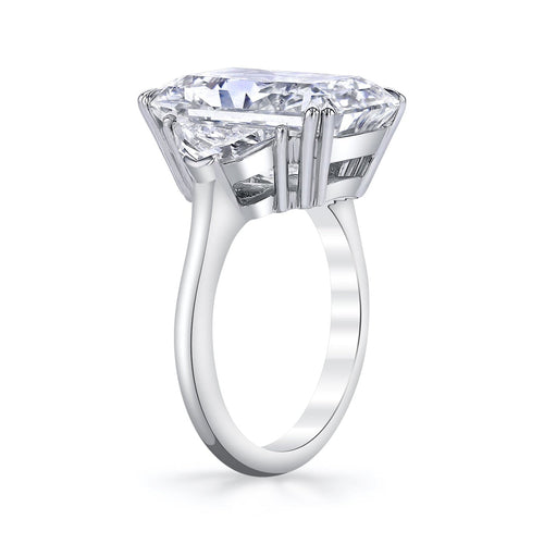 Manfredi Jewels Engagement - Radiant Cut 10.16 ct Platinum Three Stone Diamond Ring
