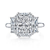 Manfredi Jewels Engagement - Radiant Cut 5.02 ct Platinum Three Stone Diamond Ring