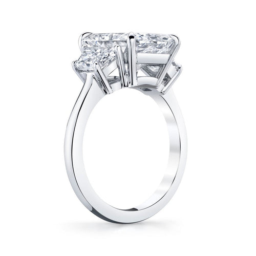 Manfredi Jewels Engagement - Radiant Cut 5.02 ct Platinum Three Stone Diamond Ring