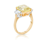 Manfredi Jewels Engagement - Radiant Cut 6.37 ct Platinum & 18K Yellow Gold Fancy Intense Diamond Ring