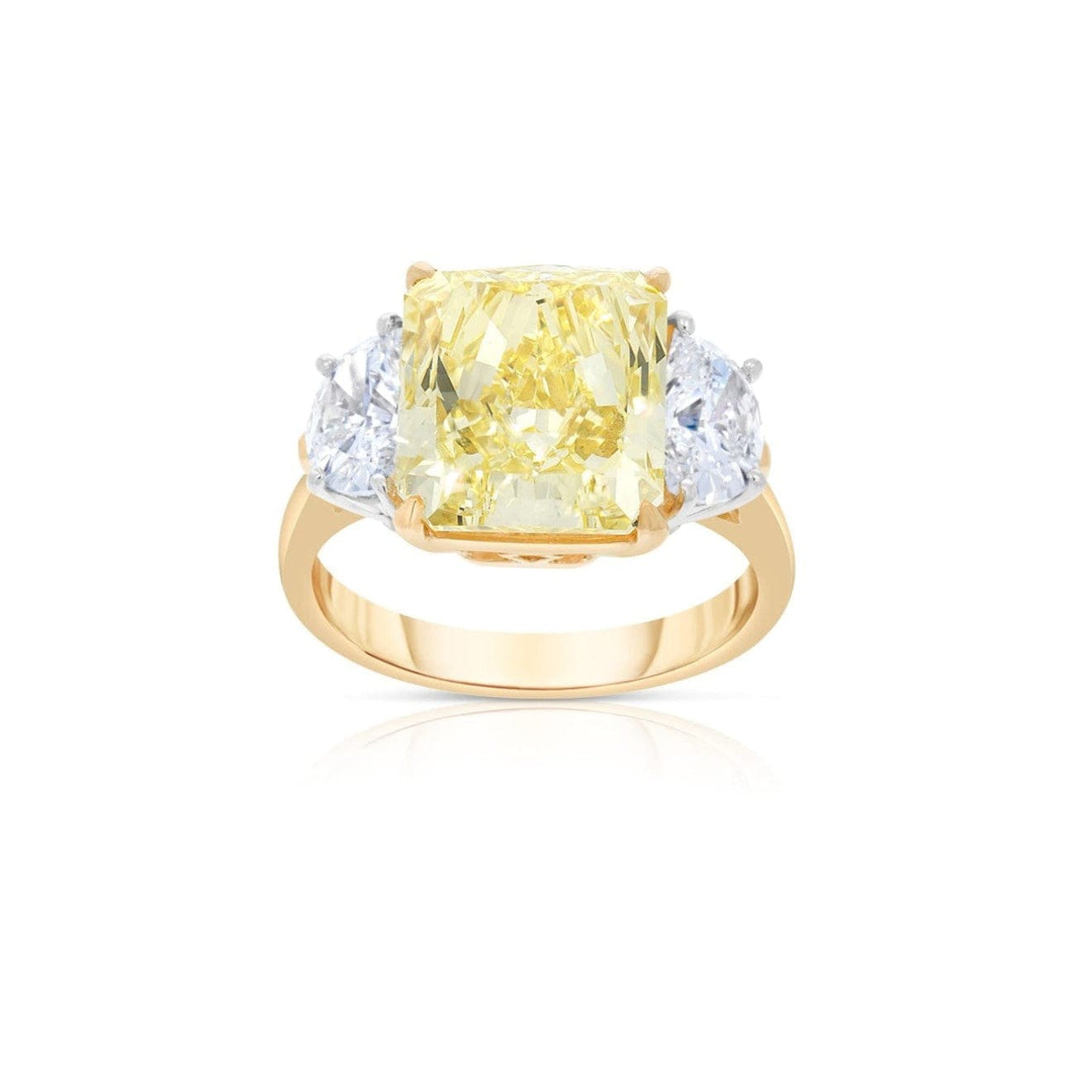 Manfredi Jewels Engagement - Radiant Cut 6.37 ct Platinum & 18K Yellow Gold Fancy Intense Yellow Diamond Engagement Ring | Manfredi Jewels