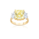 Manfredi Jewels Engagement - Radiant Cut 6.37 ct Platinum & 18K Yellow Gold Fancy Intense Diamond Ring